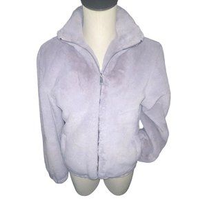 Cynthia Rowley Light Purple Faux Fur Bomber Jacket size Small